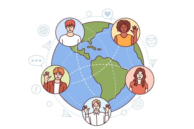 Grupo internacional de estudiantes que estudian y se comunican a través de Internet en todo el mundo