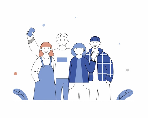 Grupo de jóvenes posando para una ilustración fotográfica
