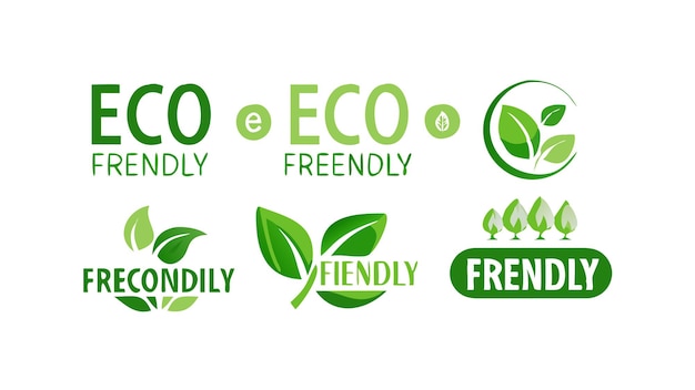 un grupo de logotipos para ecológicos ecológicos y naturales
