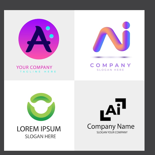 un grupo de logotipos que incluye una letra a y un logotipo