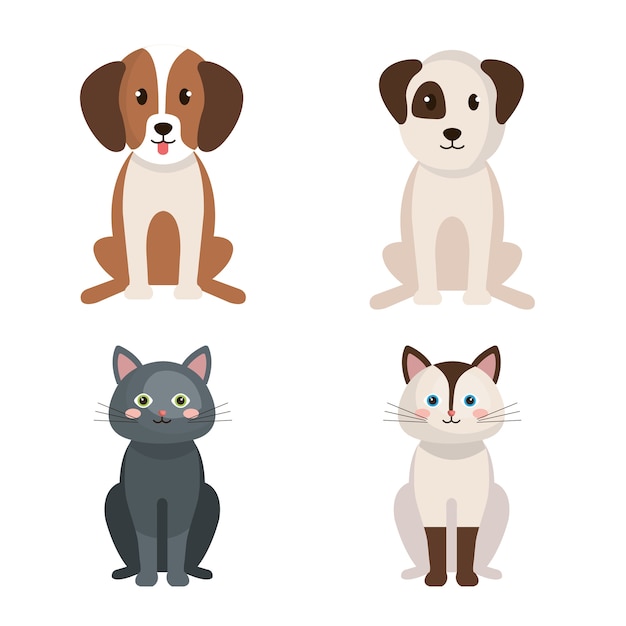 Vector grupo de mascotas lindas