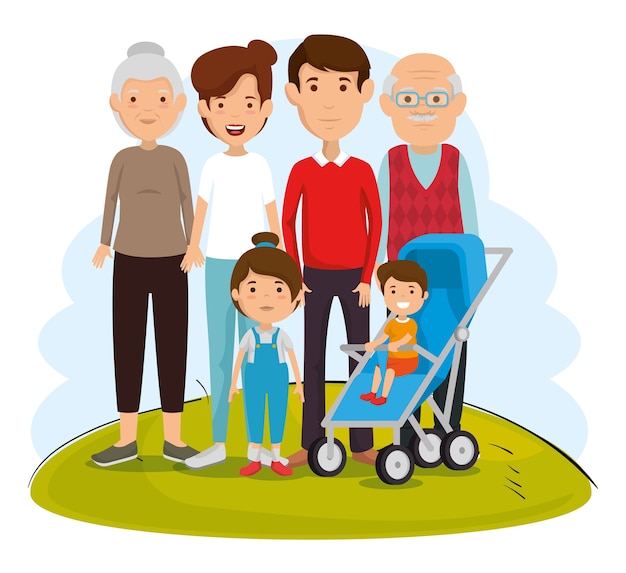 grupo de miembros de la familia avatares personajes