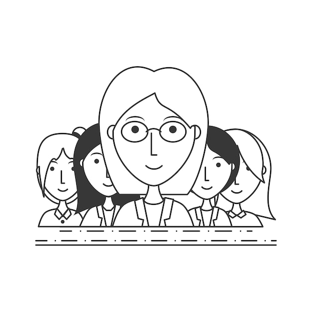 grupo de mujeres de avatar de empresaria con peinado