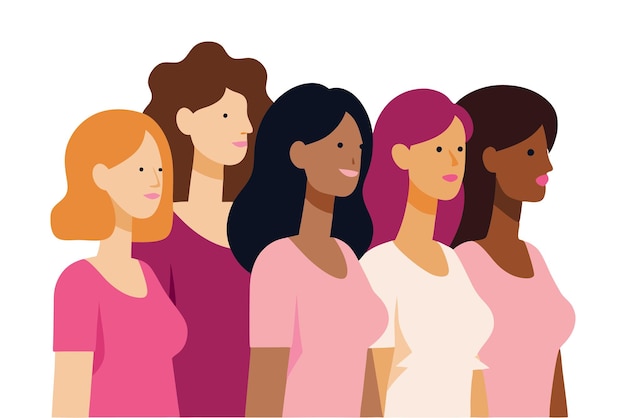 Un grupo de mujeres de diferentes orígenes étnicos
