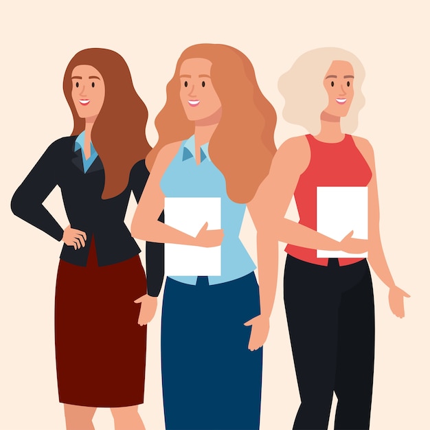 Vector grupo de mujeres empresarias elegantes juntos, diseño de ilustraciones