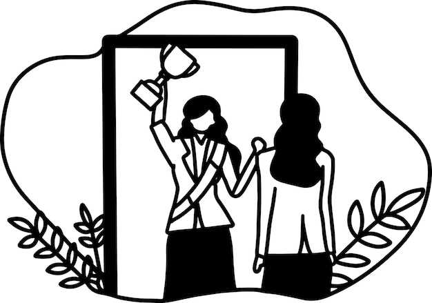 Vector grupo multirracial de mujeres dibujando una ilustración para el día internacional de la mujer