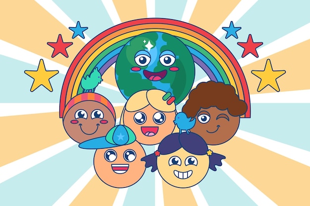 Grupo de niños diversos de niños multirraciales