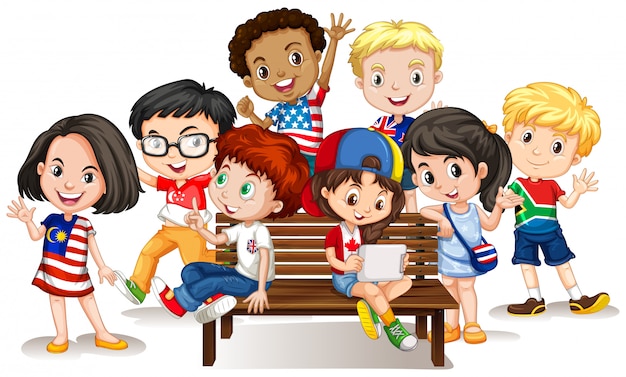 Grupo de niños internacional