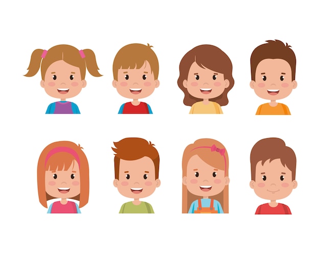 Grupo de niños pequeños personajes