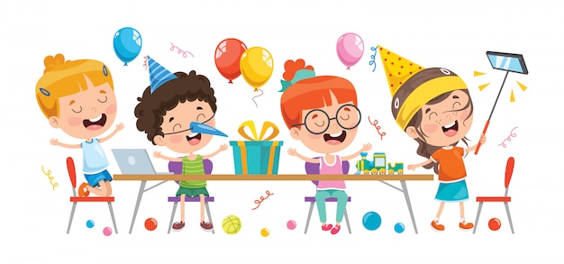 Grupo de niños pequeños que tienen fiesta