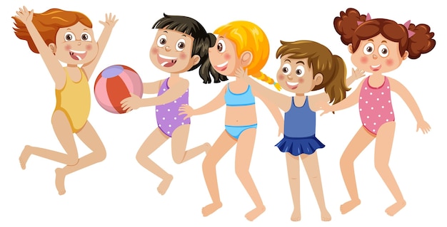 Vector un grupo de niños de verano.