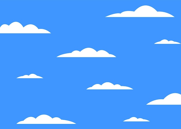 Grupo de nubes en el cielo azul, fondo de nubes de dibujos animados, ilustración vectorial