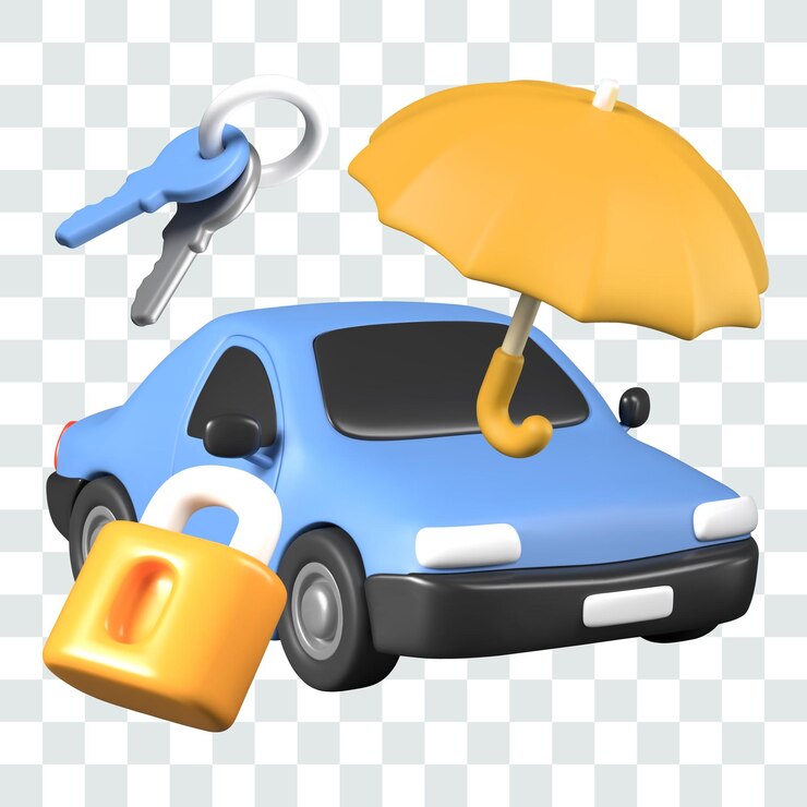 Vector grupo de objetos 3d para la protección publicitaria del vehículo protección fiable del vehículo