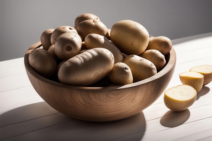 Vector un grupo de patatas frescas y sabrosas aisladas en el fondo blanco