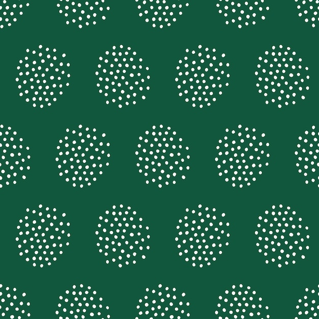Grupo de patrones sin fisuras de pequeños puntos blancos con fondo verde.