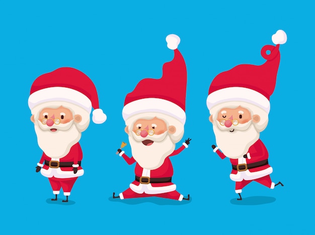 grupo de pequeños personajes de santa claus