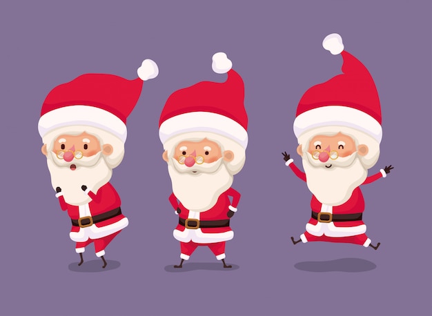 grupo de pequeños personajes de santa claus