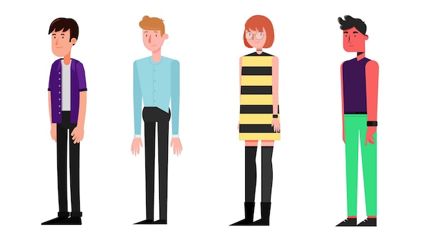 Grupo de personajes aislados ilustración vectorial