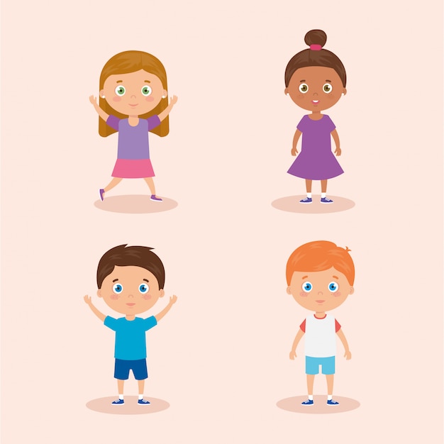 Grupo de personajes de avatar de niños pequeños lindos