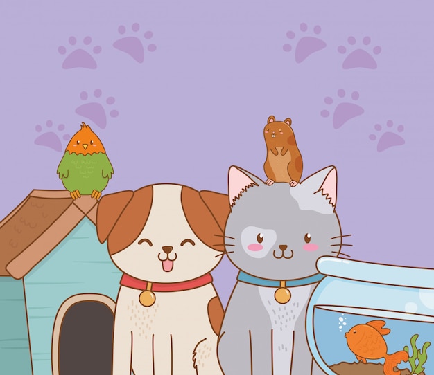 Vector grupo de personajes de mascotas pequeñas