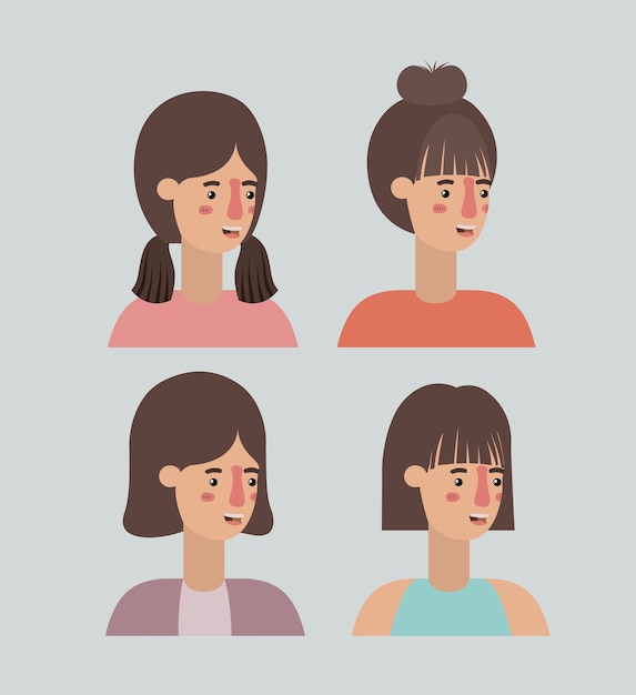 grupo de personajes de mujeres