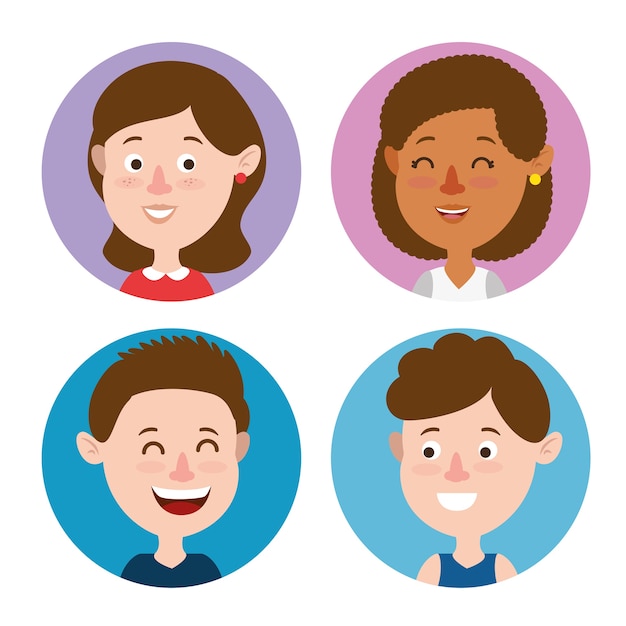 Vector grupo de personajes de niños felices