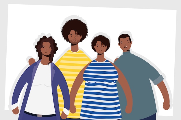 Vector grupo de personajes de personas afro.