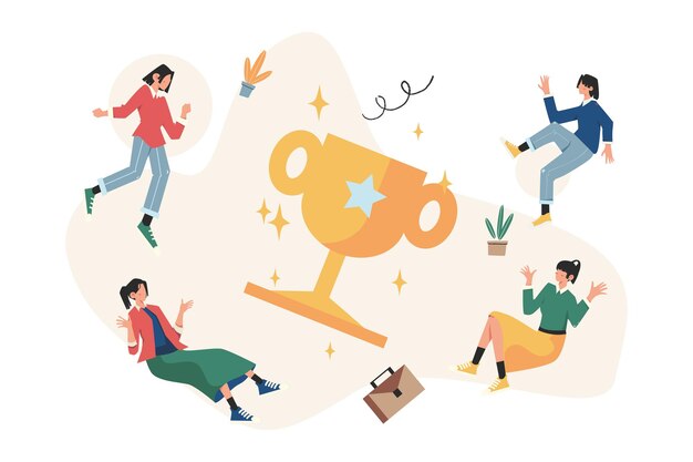 Grupo de personajes de personas están pensando en una idea preparar un análisis de proyecto empresarial