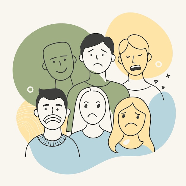 un grupo de personas con caras con una de ellas tiene una cara llena de caras