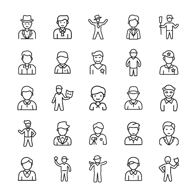 un grupo de personas con diferentes iconos y las palabras quot hombres quot