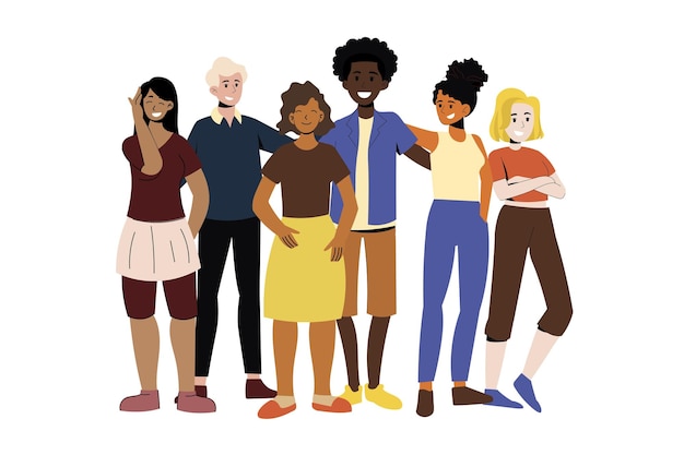 Un grupo de personas con una de ellas con una camisa azul y pantalones cortos con la palabra amor.