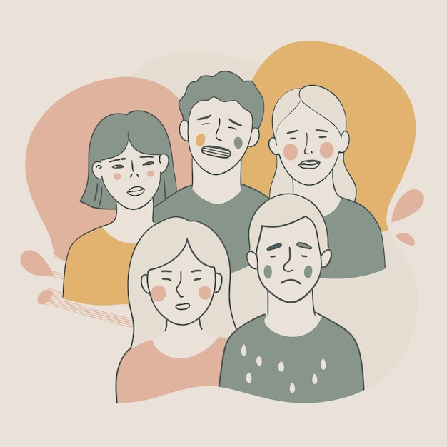 un grupo de personas con uno de ellos tiene una cara triste