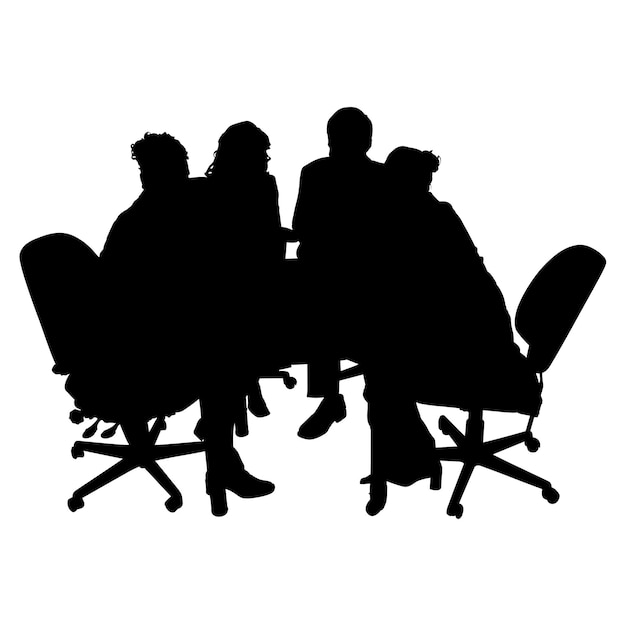 Vector un grupo de personas están sentadas alrededor de una mesa en una reunión