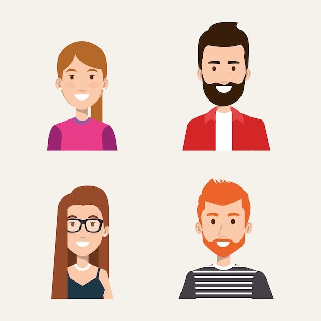 Grupo de personas estudiantes retrato estilo joven