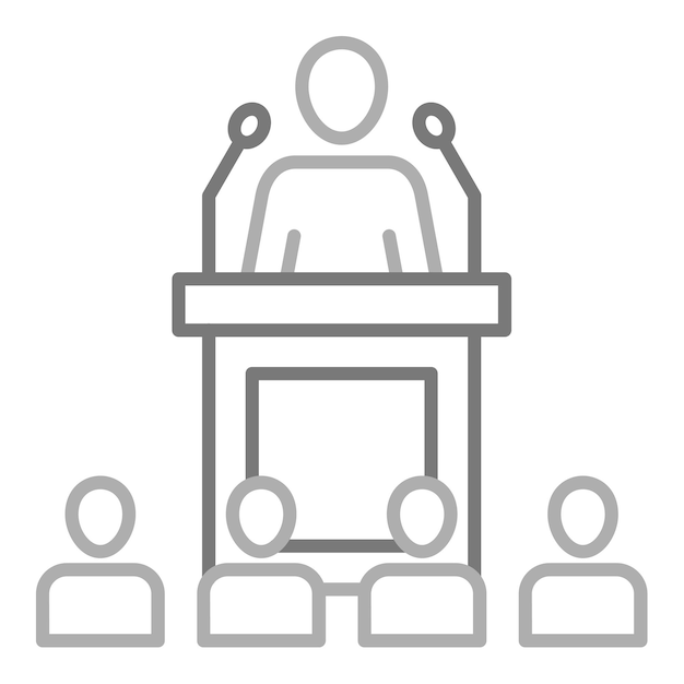 un grupo de personas frente a un podio con un podio en el medio