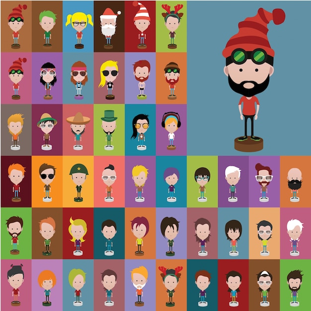 Vector grupo de personas hombres y mujeres iconos de avatar