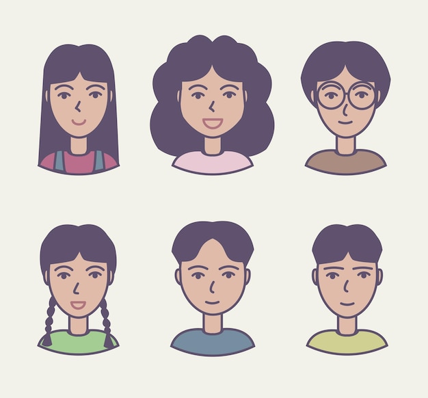 Grupo de personas hombres y mujeres iconos de avatar