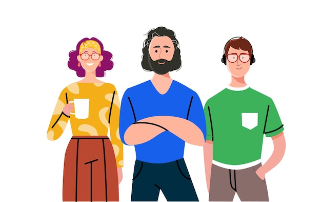 Vector grupo de personas hombres y mujeres ilustración vectorial en estilo plano