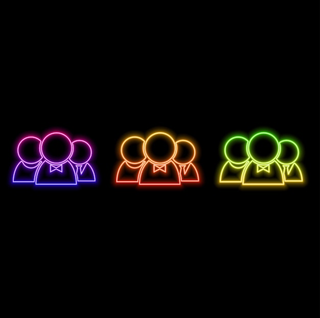 Grupo de personas icono estilo neón
