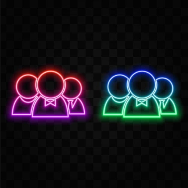 Grupo de personas icono vectorial estilo neón