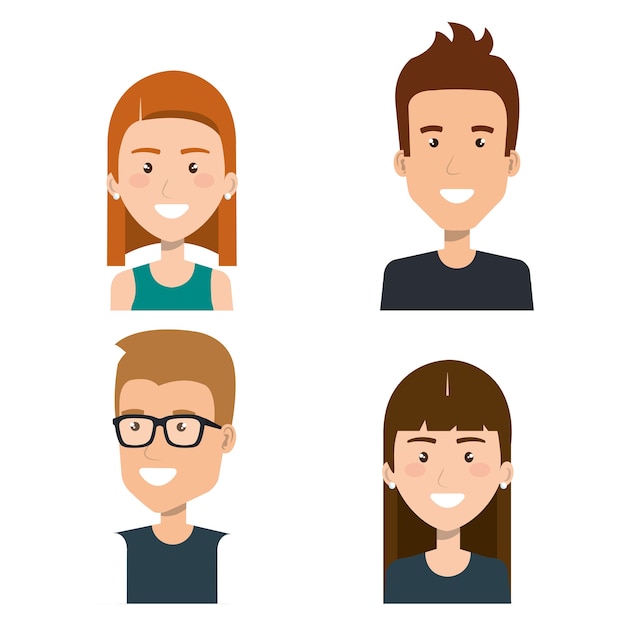 Vector grupo de personas joven retrato juntos amigos