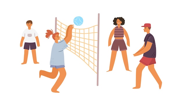 Grupo de personas jugando al voleibol de playa
