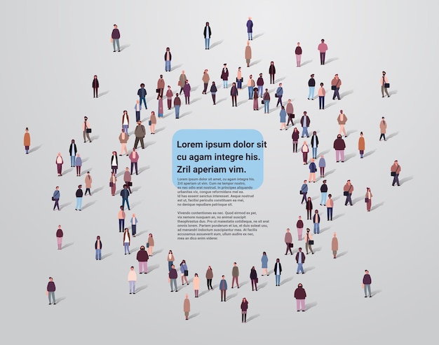 grupo de personas multiétnicas mezclar raza hombres mujeres multitud en ropa casual de pie juntos diversidad multiculturalismo concepto horizontal longitud completa copia espacio vector ilustración