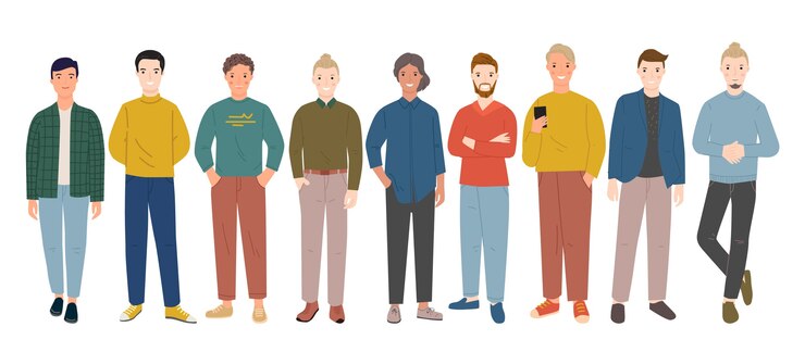 Vector grupo de personas de pie juntas