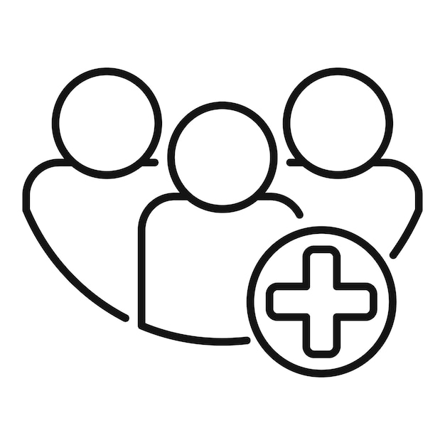 Grupo de personas que agrega un nuevo miembro con el icono del signo más