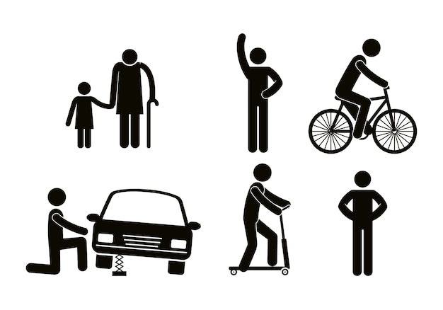 grupo de personas que realizan diferentes actividades