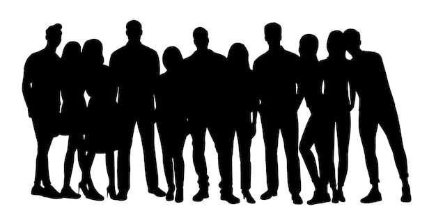 Vector grupo de personas silueta vector siluetas de hombres y mujeres un grupo de personas de pie grupo