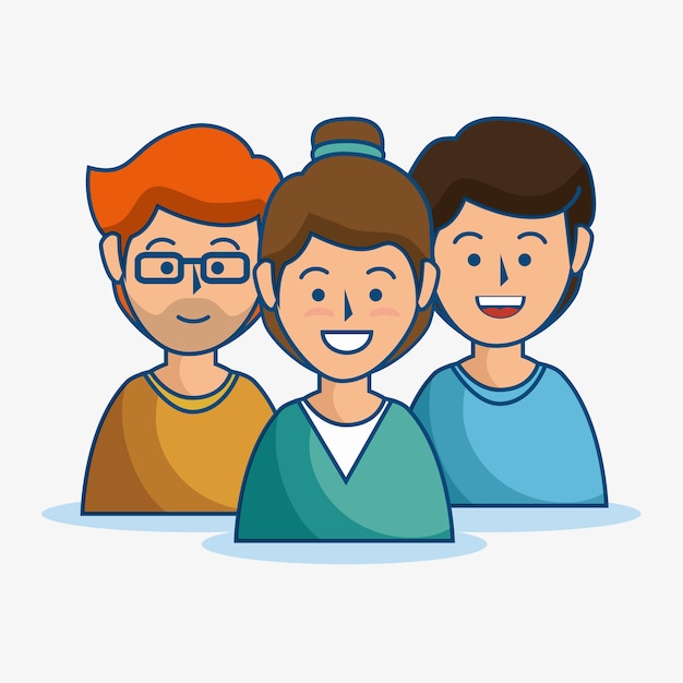 Vector un grupo de personas sonrientes sobre fondo blanco. ilustración vectorial