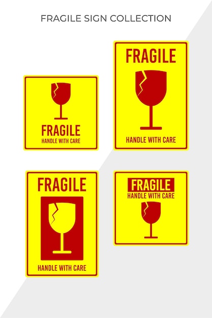 un grupo de signos con la palabra frágil en ellos