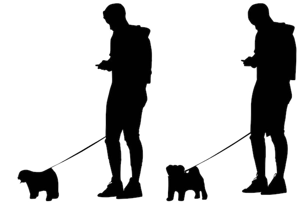 Grupo de la silueta de moda Chicas con perro